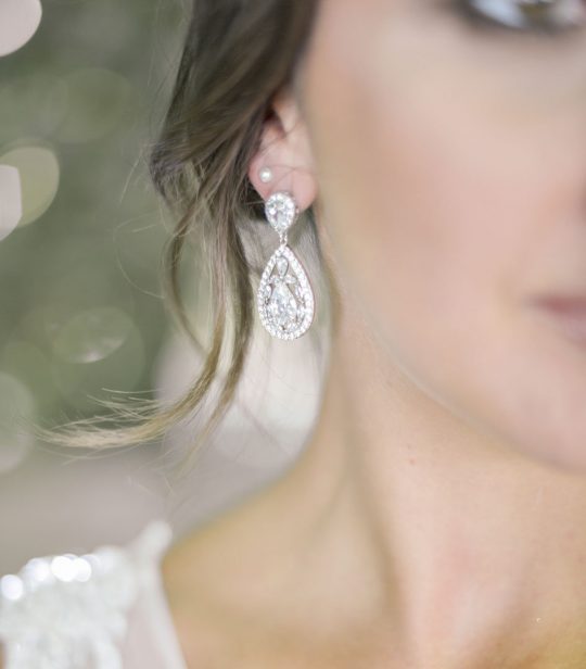 Boucles d’oreilles de mariage en cristal argentées « Gabriella »