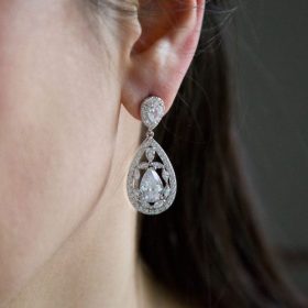 Boucles d’oreilles de mariage en cristal argentées « Gabriella »