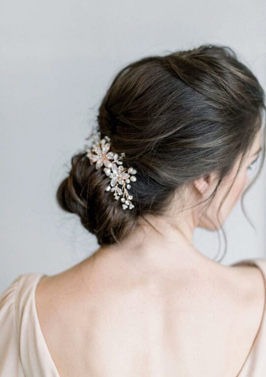 Peigne mariage cristal perles naturelles Romy