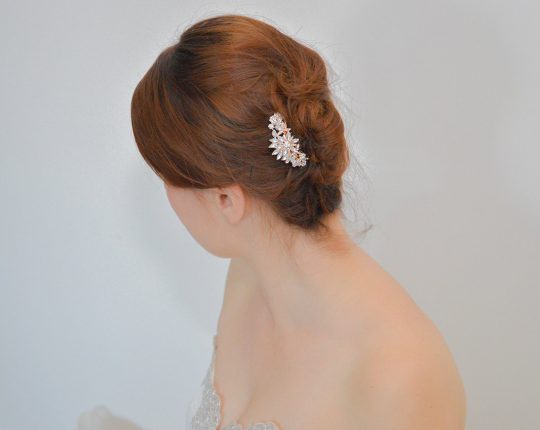 peigne coiffure mariage rose gold