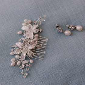 peigne mariage cristal et perles naturelles