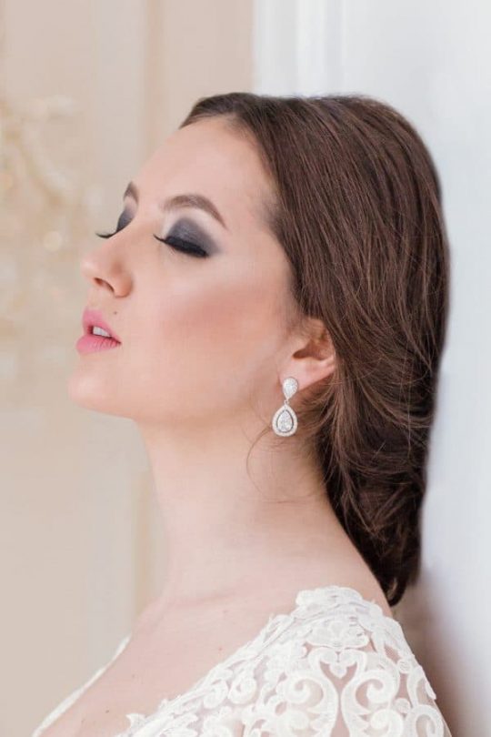 Boucles d'oreilles mariée goutte avec Oxydes de zirconium "Daniela"