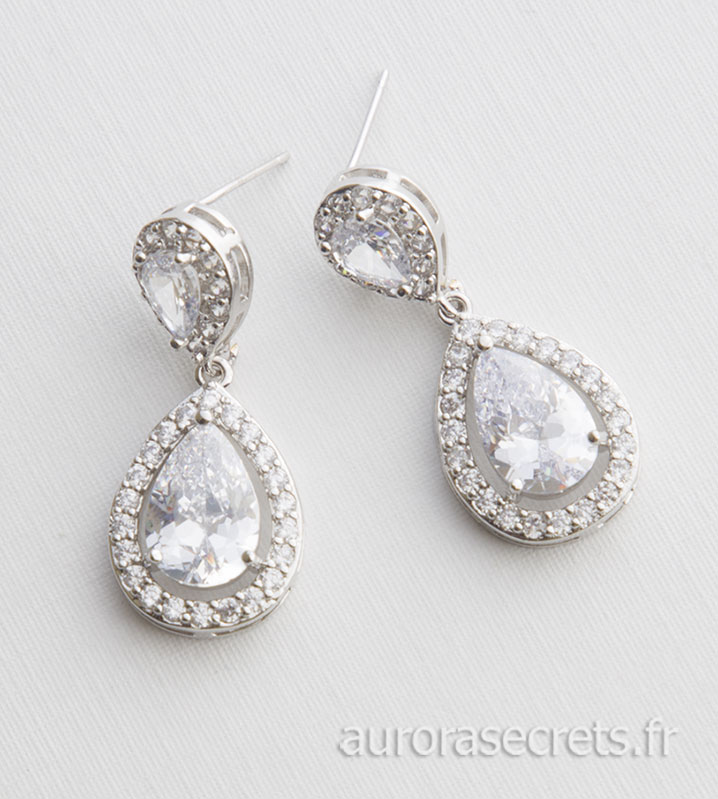 Boucles d'oreilles Argent et oxydes de zirconium - 003355