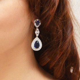 boucles d'oreilles bleu en cristal Zircon