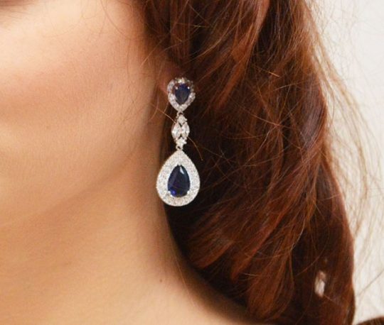 boucles d'oreilles bleu en cristal Zircon