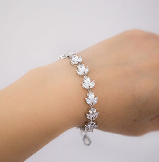 bracelet mariage argenté en cristal Zircon