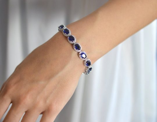 bracelet mariage bleu en cristal Zircon