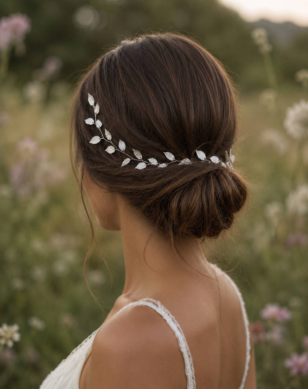Bijou cheveux mariage, vigne souple champêtre feuilles « Niki »