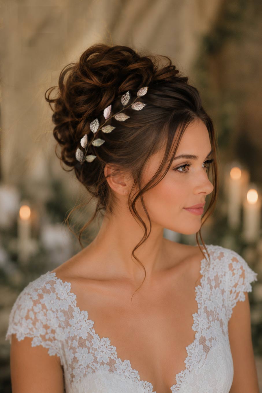 Bijou cheveux mariage, vigne souple champêtre feuilles "Niki" – Image 7