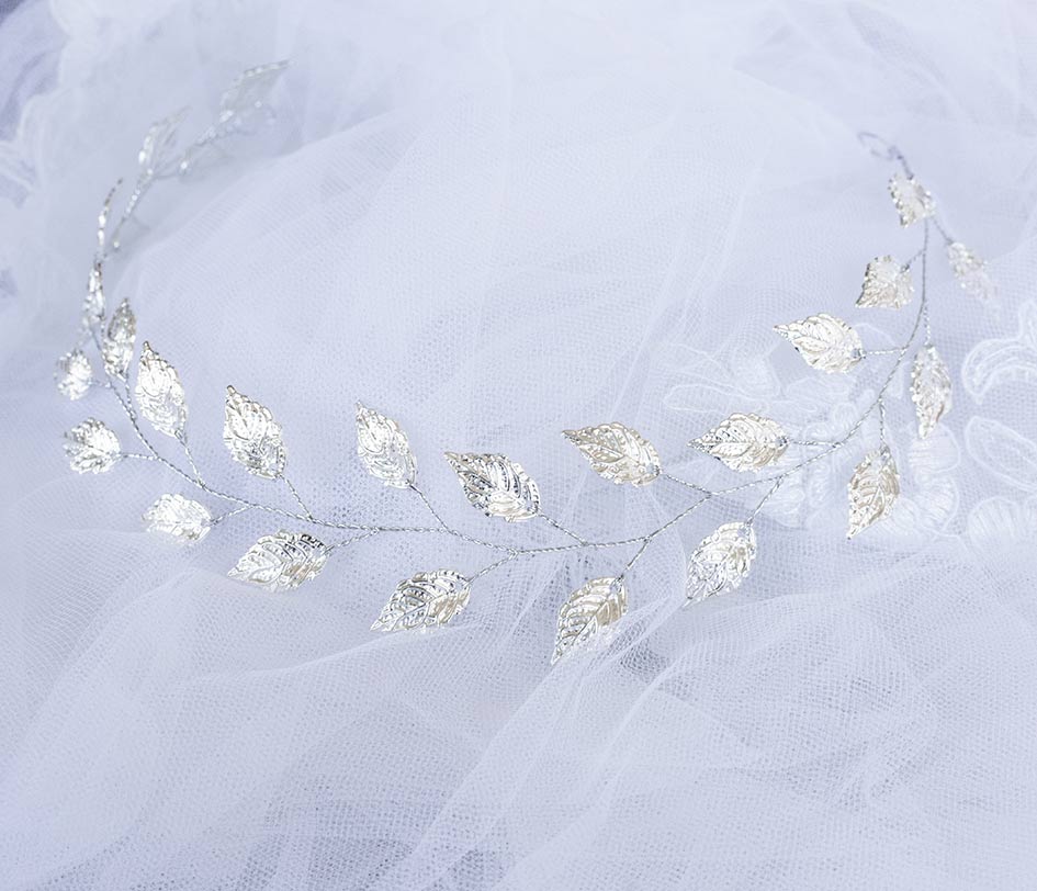 Bijou cheveux mariage, vigne souple champêtre feuilles "Niki" – Image 8