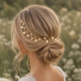 Bijou cheveux mariage, vigne souple champêtre feuilles "Niki"