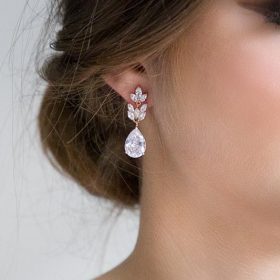 Boucles d’oreilles mariage dorées cristal Zircon 2