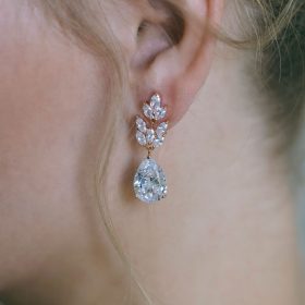 Boucles d'oreilles mariée dorés pendantes