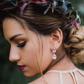 Boucles d'oreilles mariée dorés pendantes 4