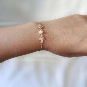 Bracelet de mariée avec perle et oxydes de zirconium « Rosana »