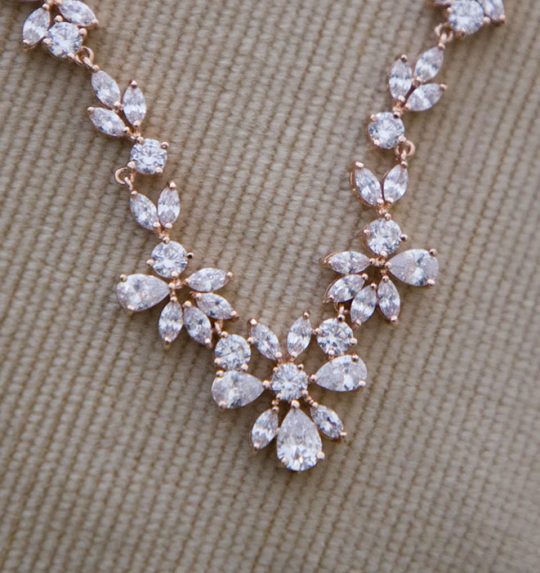 Collier mariage Oxydes de Zircon Rose gold, or rose