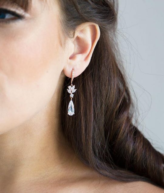 Boucles d'oreilles pour mariée pendantes cristal 2