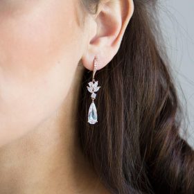 Boucles d'oreilles pour mariée pendantes cristal