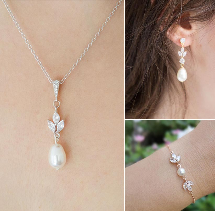 Boucles d’oreilles pour mariée perles Swarovski et cristal "Rosana" – Image 4
