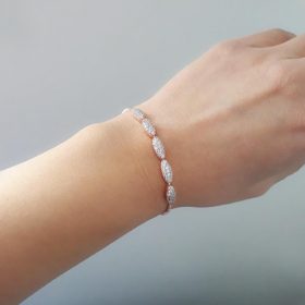 Bracelet pour mariée argenté fin et élégant Colette