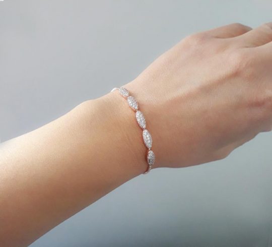 Bracelet pour mariée argenté fin et élégant Colette