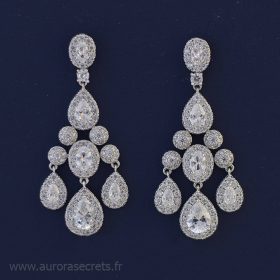 boucles d'oreilles mariée chandelier cristal Zircon