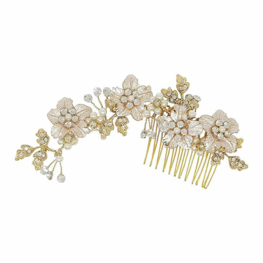 Accessoire cheveux mariage peigne fleurs en métal « Louise »