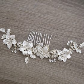 Accessoire cheveux mariage peigne fleurs en métal