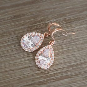 Boucles d'oreilles pour mariée doré rose