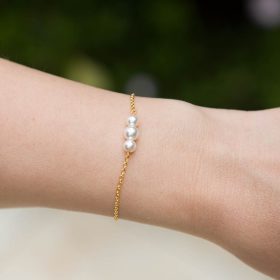 Bracelet fin perles pour mariage argenté ou doré