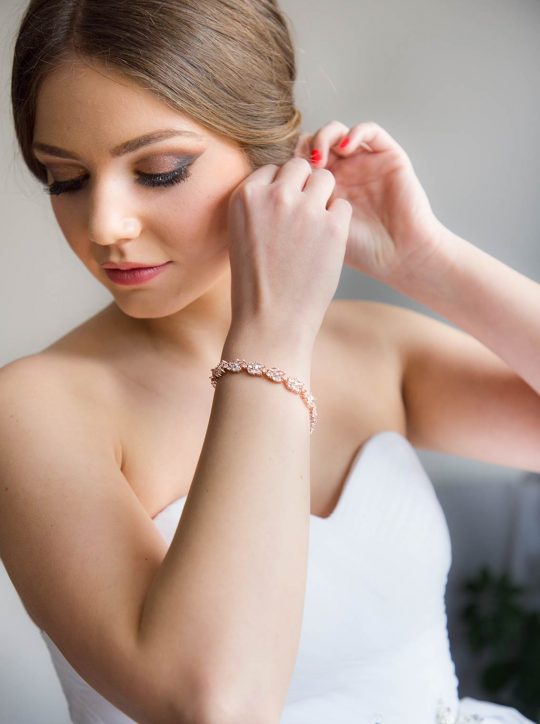 Bracelet pour mariée doré rose chic cristal Zircon Lyra