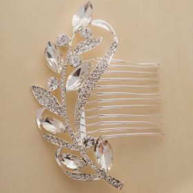 Broche cheveux mariage bohème feuilles cristal 2