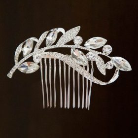 Broche cheveux mariage bohème feuilles cristal