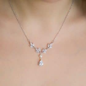 Collier de mariée perle nacrée Swarovski