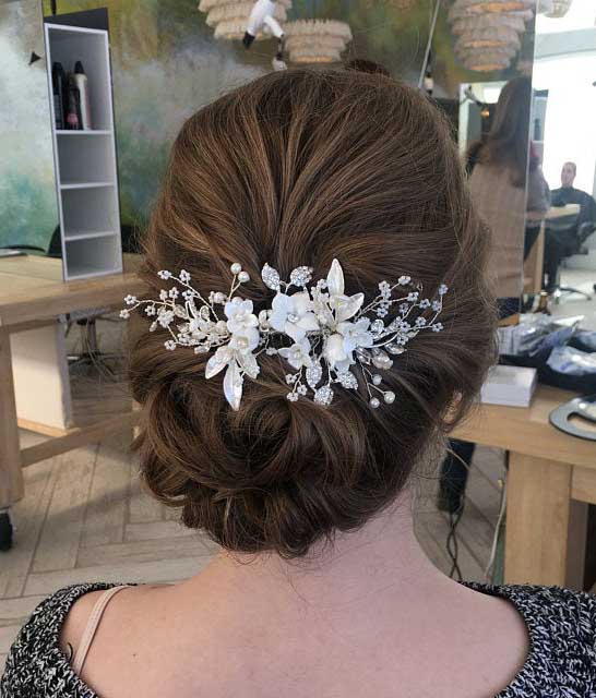 Accessoire cheveux mariage bohème bijou coiffure fleurs perles