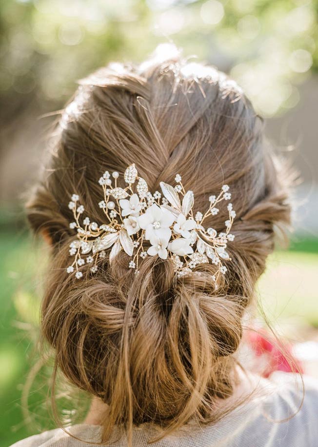 Couronne de mariage - accessoire cheveux bohème chic en fleurs