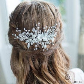 Bijou de cheveux mariage fleurs feuilles