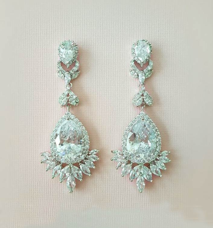 Boucles D'oreilles Blanc/ivoire/cristal Pour Mariage Ou Soirée - Style Fantaisie élégant - Neuf Avec étiquette