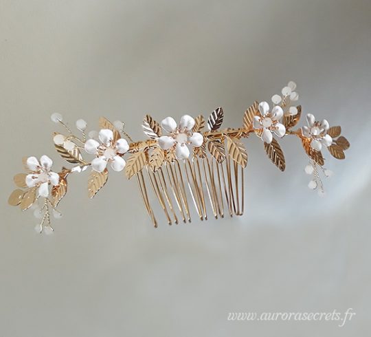 accessoire cheveux mariage boheme fleurs feuilles