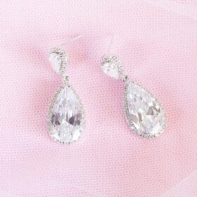 Boucles d'oreilles cristal mariage, gouttes en zirconium Morgane