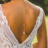 Collier de mariée avec bijou robe dos nu doré rose "Colline"