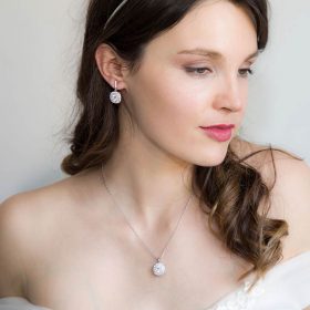 Parure Bijoux Femme Mariage - Ensemble Collier, Boucles D'Oreilles Et Tiare Avec Cristaux Et Perles - Élégant Pour Soirée, Cérémonie