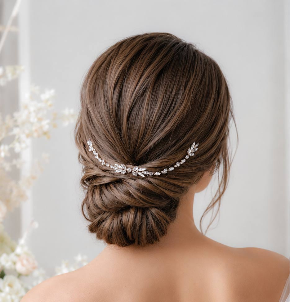 Bijou cheveux mariage, tiare romantique cristal « Vassilena »