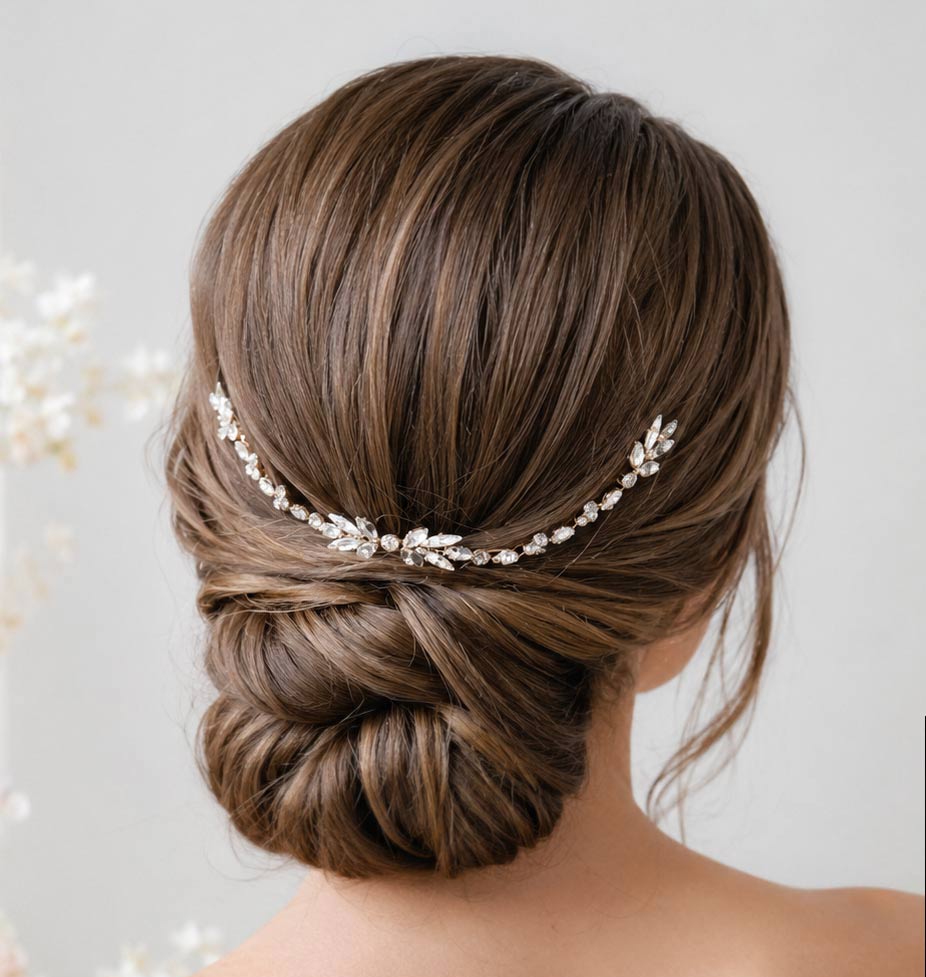 Bijou cheveux mariage, tiare romantique cristal "Vassilena" – Image 3