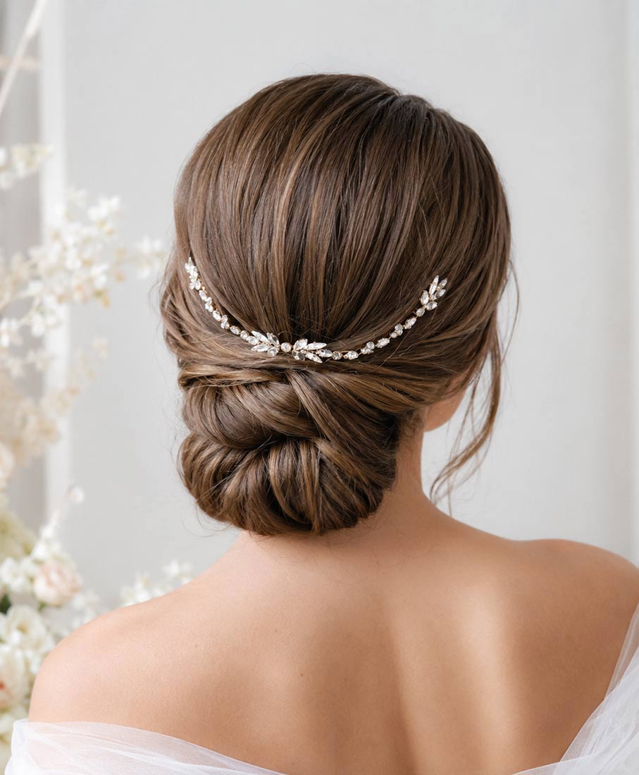 Bijou cheveux mariage, tiare romantique cristal "Vassilena" – Image 6
