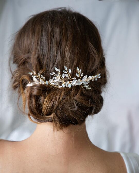 Bijoux de cheveux mariage peigne bohème feuilles "Lorie" – Image 2