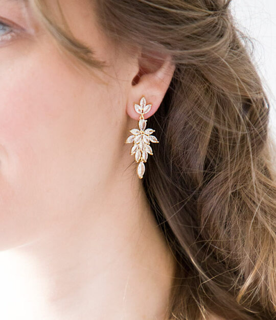 Boucles d'oreilles mariée élégantes en cristal Swarovski Célestine