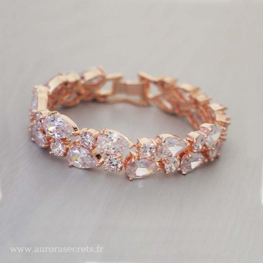 Bracelet mariée chic diamant zircon, bijou luxueux Virginie