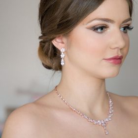 Parure bijoux mariée dorée en cristal zircon Sonia