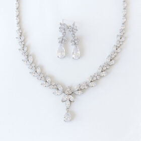 Parure bijoux mariée dorée en cristal zircon Sonia